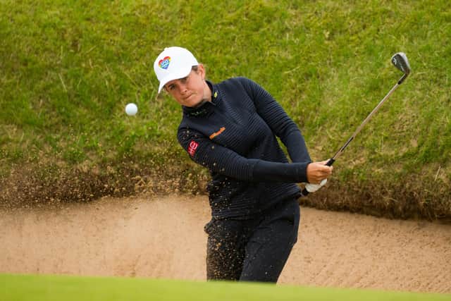 Michele Thomson recovered from a shaky start to card a two-over-par 73 in the first round of the AIG Women's Open at Royal Troon. Picture: Tristan Jones