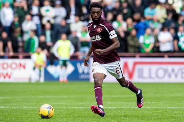 Hearts' Beni Baningime during a cinch Premiership match between Heart of Midlothian and Hibernian. (Photo by Ross Parker / SNS Group)