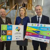 Active travel minister Patrick Harvie, transport minister Jenny Gilruth and Transport Secretary Michael Matheson publicise the Strategic Transport Projects Review 2 (STPR2) (Picture: Transport Scotland)