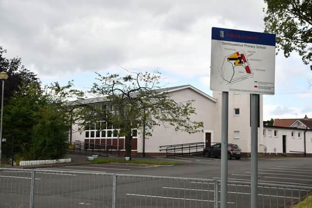 The body was discovered near Stenhousemuir Primary School in Rae Street