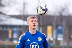 EDINBURGH, SCOTLAND - MARCH 23: Josh Doig during a Scotland under-21 training session at The Oriam, on March 23, 2022, in Edinburgh, Scotland. (Photo by Paul Devlin / SNS Group)
