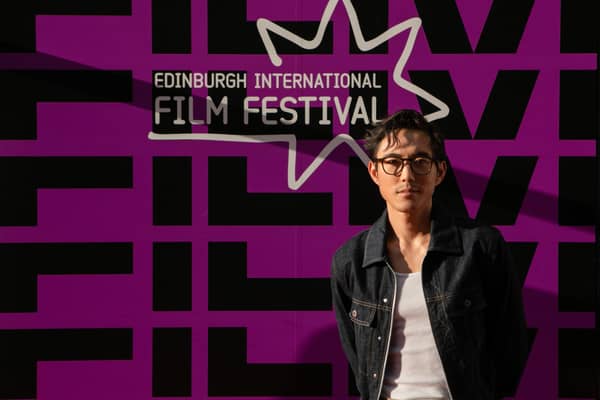 Actor Justin H. Min on the red carpet at the After Yang closing gala at the film festival. Picture: Lloyd Smith