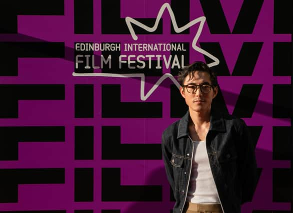 Actor Justin H. Min on the red carpet at the After Yang closing gala at the film festival. Picture: Lloyd Smith