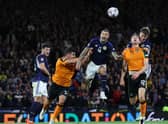Scotland's Lyndon Dykes heads at goal during a Uefa Nations League match against the Republic of Ireland (Picture: Ian MacNicol/Getty Images)