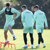 Kevin Nisbet was pictured in Hibs training on Thursday as he steps up his comeback from an ACL injury. (Photo by Paul Devlin / SNS Group)