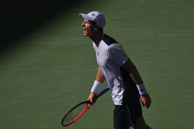 Andy Murray roars in frustration during his defeat by Grigor Dimitrov.