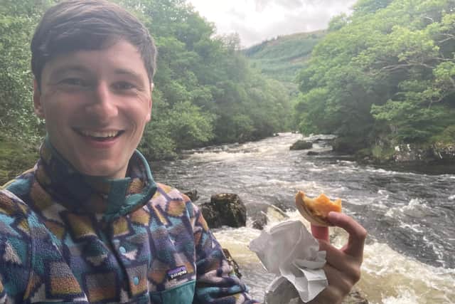 Ramsay stops at the Falls of Leny near Callander as he heads deep into Rob Roy Country. PIC: BBC ALBA.