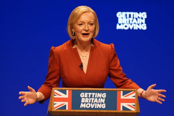 Prime Minister Liz Truss delivers her keynote speech at the Conservative Party annual conference