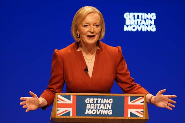 Prime Minister Liz Truss delivers her keynote speech at the Conservative Party annual conference