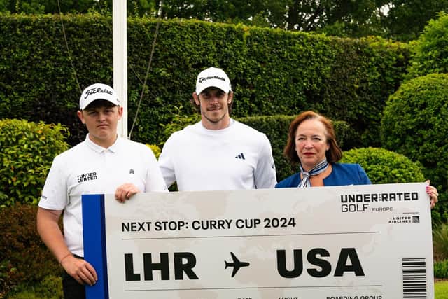 Underrated Golf European Tour 2024 winner Brodi Lewis with tour ambassador Gareth Bale