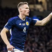 Scott McTominay - whose Manchester United future is shrouded in doubt - scores the opening goal v Spain in March. He scored twice in the 2-0 win.  (Photo by Ross MacDonald / SNS Group)