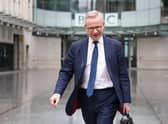 Michael Gove, Secretary of State for Levelling Up, Housing and Communities, leaves BBC Broadcasting House after his appearance on Sunday with Laura Kuenssberg. Picture: Hollie Adams/Getty Images