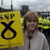 Nicola Sturgeon, in her younger days, attends an anti-nuclear protest at Faslane nuclear submarine base on the Clyde (Picture: Andrew Milligan/PA)