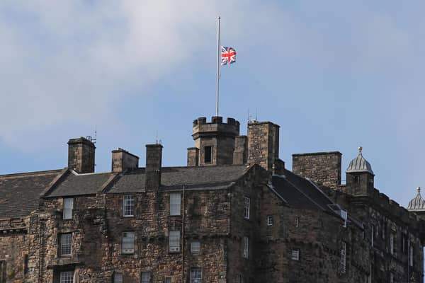 The Union flag flies at half mast over Edinburgh Castle after the announcement of the death of the Duke of Edinburgh.