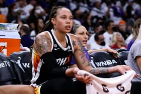 Brittney Griner, seen her during the second half during the game against the Chicago Sky at Footprint Center on October 10th, 2021, is currently detained in Russia under drug charges. Photo: Mike Mattina/Getty Images.