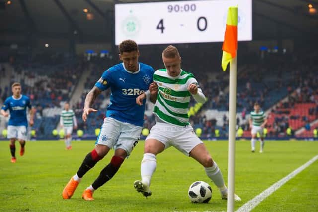 James Tavernier and Leigh Griffiths in action during the last Old Firm Scottish Cup semi-final in 2018 which saw Celtic beat Rangers 4-0 at Hampden. (Photo by Alan Harvey/SNS Group).