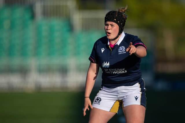 Leah Bartlett in action for Scotland during the Women's Six Nations match between Scotland and Wales in April (Photo by Ross MacDonald / SNS Group)