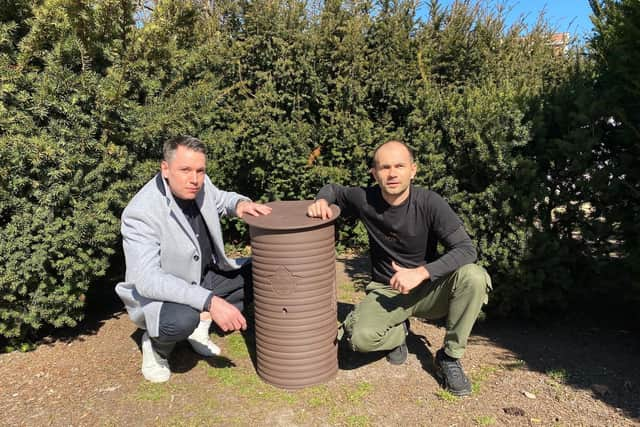 Vince Moucha and Marian Ondruska, co-founders of the Lacrima Foundation, have spent the past five years developing a biodegradable beehive that can be mass-produced to help boost populations of honey bees, which are declining worldwide