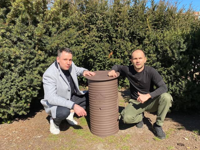 Vince Moucha and Marian Ondruska, co-founders of the Lacrima Foundation, have spent the past five years developing a biodegradable beehive that can be mass-produced to help boost populations of honey bees, which are declining worldwide