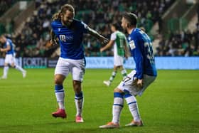 St Johnstone's Stevie May celebrates with Nicky Clark. (Photo by Mark Scates / SNS Group)