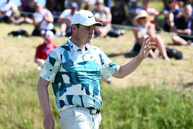 Bob MacIntyre acknowledges the crowd after holing a putt during the third round of the Made in HimmerLand at Himmerland Golf & Spa Resort in Denmark. Picture: Octavio Passos/Getty Images.