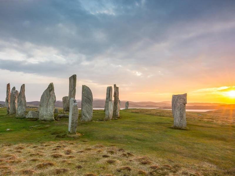 Scotland's most famous stone circle, the standing stones at Calanais are thought to have been erected during the late Neolithic era, some 4,500 years ago. The circle consists of thirteen stones with a monolith close to the centre.