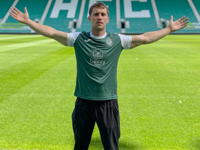Alfie Cain on the pitch at Hibernian FC's Easter Road Stadium