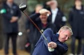 Dougie MacIntyre tees off at the tenth at Carnoustie in the opening round of the Alfred Dunhill Links Championship. Picture: Kevin McGlynn