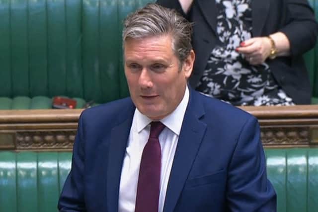 A video grab shows Labour opposition leader Keir Starmer taking part in Prime Minister's Questions in the House of Commons. Picture: AFP via Getty Images