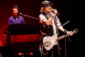 Johnny Depp (right) at the Royal Albert Hall, London, appearing alongside Jeff Beck. Picture date: Tuesday May 31, 2022. Courtesy of Raph Pour-Hashemi