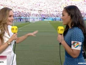 Alex Scott appeared on BBC with a OneLove armband