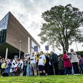 Forth Valley College staff and students protesting against the threatened closure of its Alloa campus. Picture: John Devlin