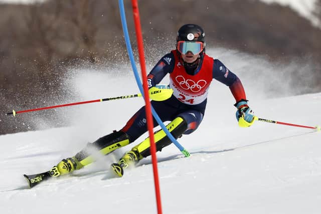 Charlie Guest of Great Britain competes during the Olympic Games 2022, Women's Slalom in Yanqing China. (Photo by Alexis Boichard/Agence Zoom/Getty Images)