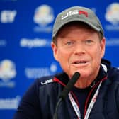 Tom Watson, the US captain at the time, speaks to the media during the 2014 Ryder Cup at Gleneagles. Picture: Jamie Squire/Getty Images.