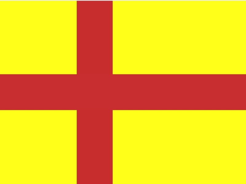 This was a former yet unofficial flag used for Orkney which features the cross of St Magnus, it was denied formal recognition by Lord Lyon in 2001.