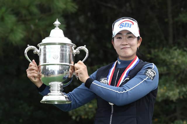 A Lim Kim of Korea poses with the trophy after winning the 75th US Women's Open at Champions Golf Club in Houston, Texas. Picture: Jamie Squire/Getty Images