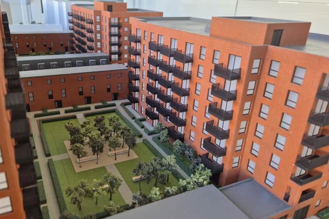 A photograph of a model of the new development that forms part of the wider Edinburgh Park regeneration project.