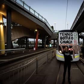 Anti-lockdown protesters demonstrate outside of Melbourne Park during the Australian Open. Picture: Darrian Traynor/Getty Images
