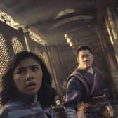 From left, Xochitl Gomez as America Chavez, Benedict Wong as Wong, and Benedict Cumberbatch as Dr Stephen Strange in a scene from Doctor Strange in the Multiverse of Madness PIC: Marvel Studios via AP
