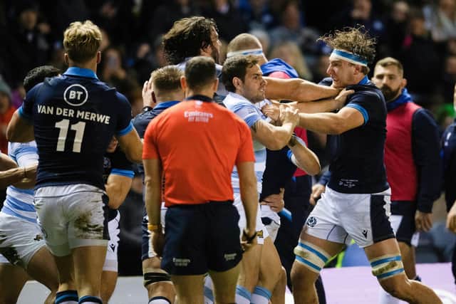 Scotland's Jamie Ritchie was involved in almighty brawl during the second half of the win against Argentina.