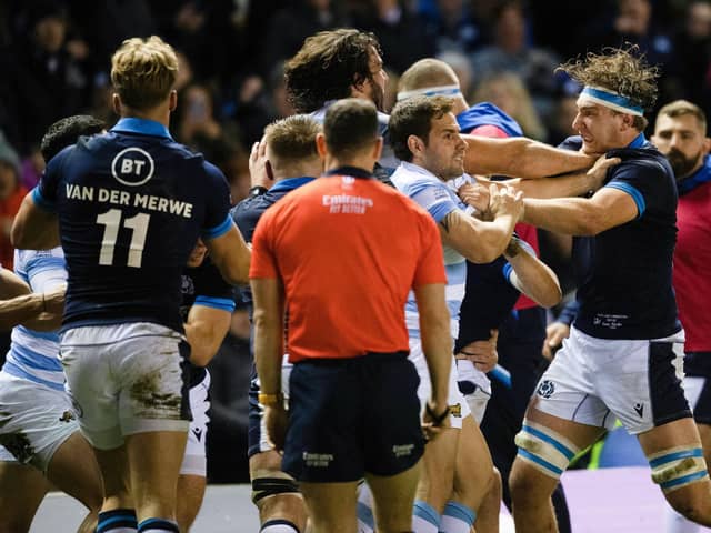 Scotland's Jamie Ritchie was involved in almighty brawl during the second half of the win against Argentina.