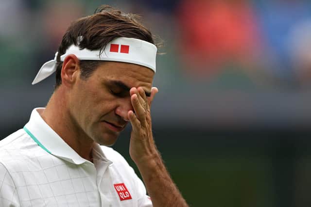 Roger Federer groans as another volley goes uncharacteristically awry