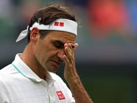 Roger Federer groans as another volley goes uncharacteristically awry