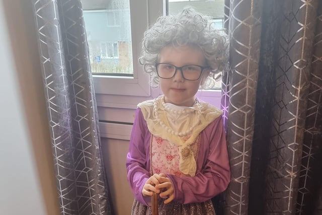 Freya-Rae, age 8, as Gangsta Granny from the David Walliams book.