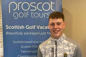 Crail Golfing Society's Finlay Wallace had good reason to smile after his success in the ProScot Golf Tour Young Pros' Order of Merit Sprint event at Gleneagles. Picture: PGA in Scotland