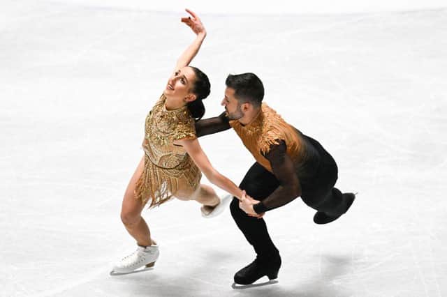 Britain's Lilah Fear and Lewis Gibson compete during the pairs ice dance free dance event at the ISU Grand Prix of Figure Skating NHK Trophy in Tokyo in November.
