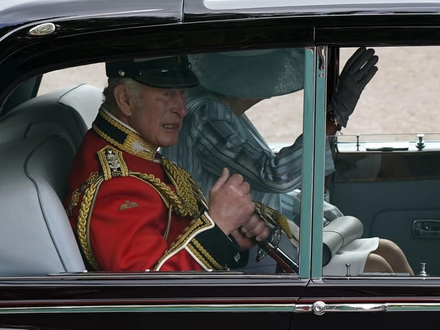 The Prince of Wales leaves Buckingham Palace for the Trooping the Colour ceremony at Horse Guards Parade.