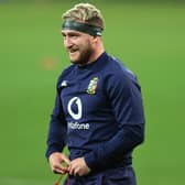 Stuart Hogg did some training on the pitch ahead of the Lions' match against South Africa A. Picture: David Rogers/Getty Images