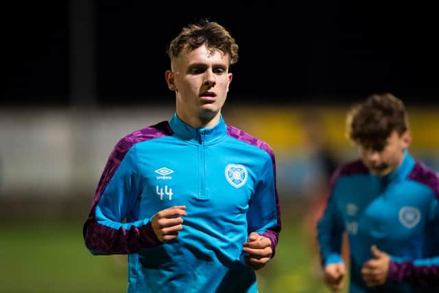 Arron Darge was on the bench for Hearts in the Betfred Cup tie against East Fife this season.  (Photo by Ross Parker / SNS Group)