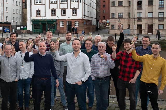 Some members of the Shore team pictured at a company event in Leith in pre-Covid times.